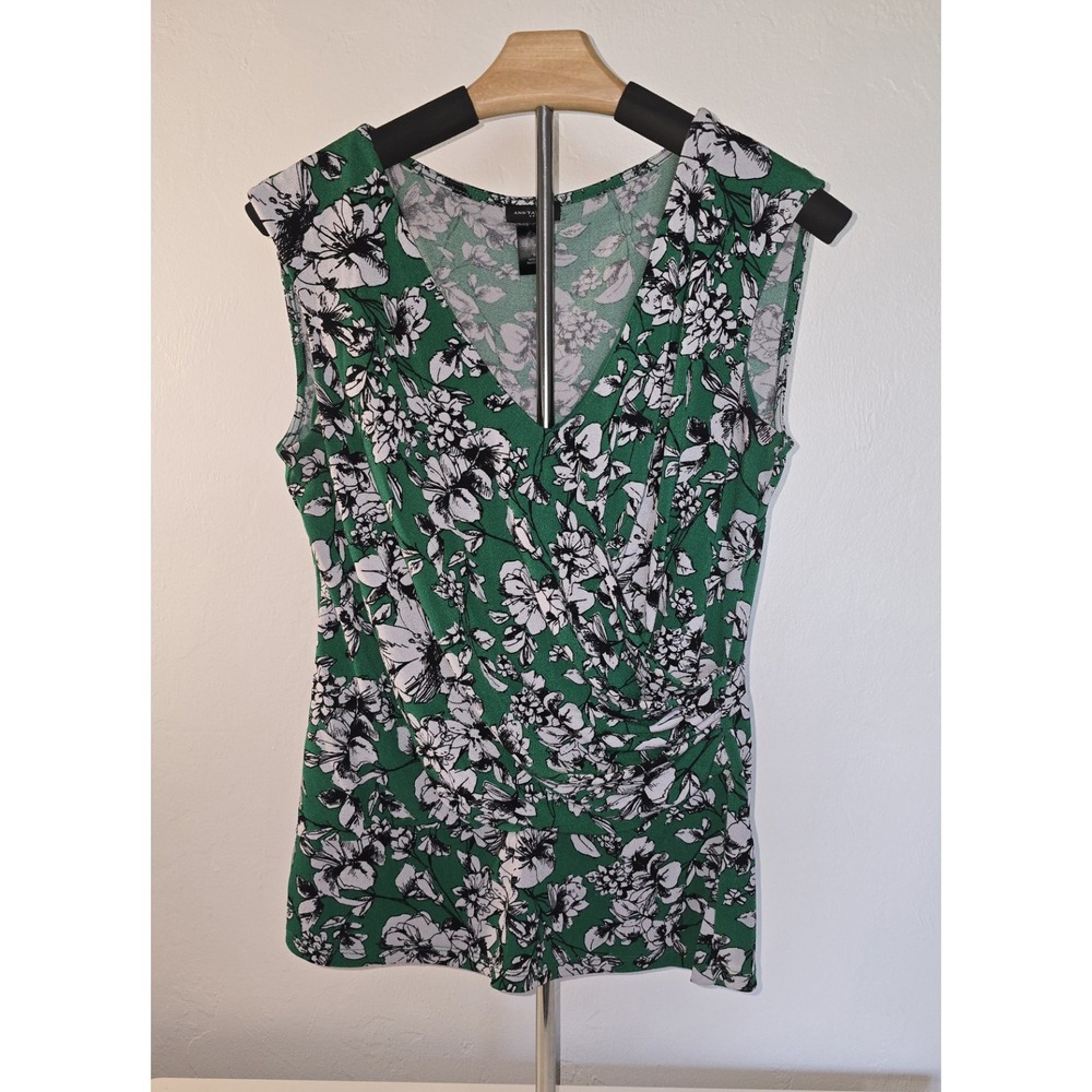 Ann Taylor Outlet Women's Green Floral Sleeveless‎ Top Size Medium -200